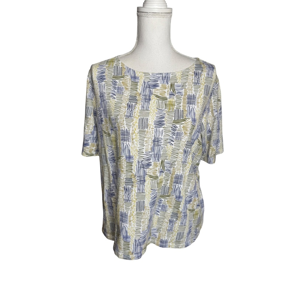Seasalt Cornwall Poisson Top Organic Cotton Abstract Print Blue Green US 12